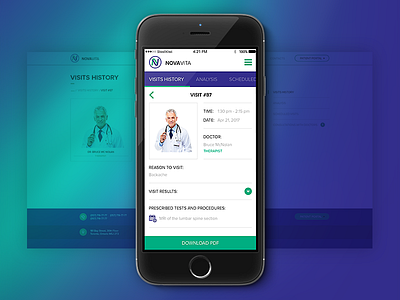 Patient Portal Mobile verision clean design flat green mobile purple ui ux web design
