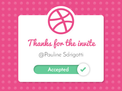 Thanks for the invite debut dribbble first shot pink thank you