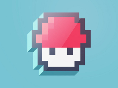 Pixel Mushroom 2.5d blue game mushroom pixel red