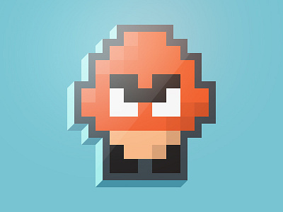 Pixel Goomba 2.5d blue game goomba orange pixel