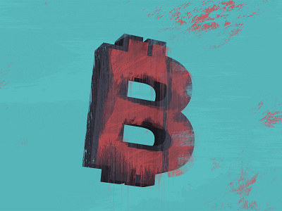 Bitcoin Sign andy warhol art bitcoin blue dollar letter paint red typography