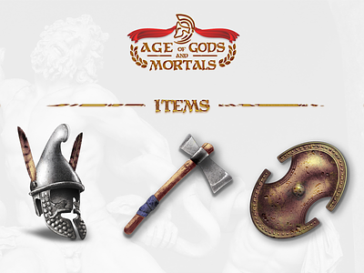 AGAM Items 2 agam antique armor axe game greece helm illustration items mythology weapon