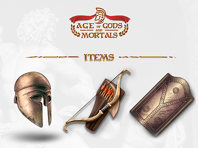 AGAM Items 4 agam antique armor arrow bow game greece helm illustration mythology shield weapon