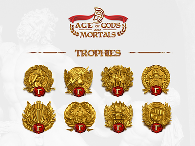 AGAM Trophies achievements agam antique game gold greece illustration medal mythology trophies