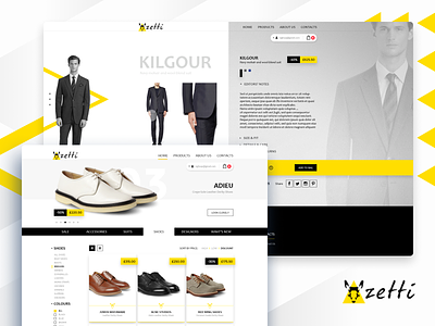 Men clothing web e-commerce black branding cart clean clothing e commerce logo men shop site suit ui web white yellow