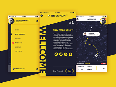 Delivery App application black delivery interface service ui uk union ux yellow