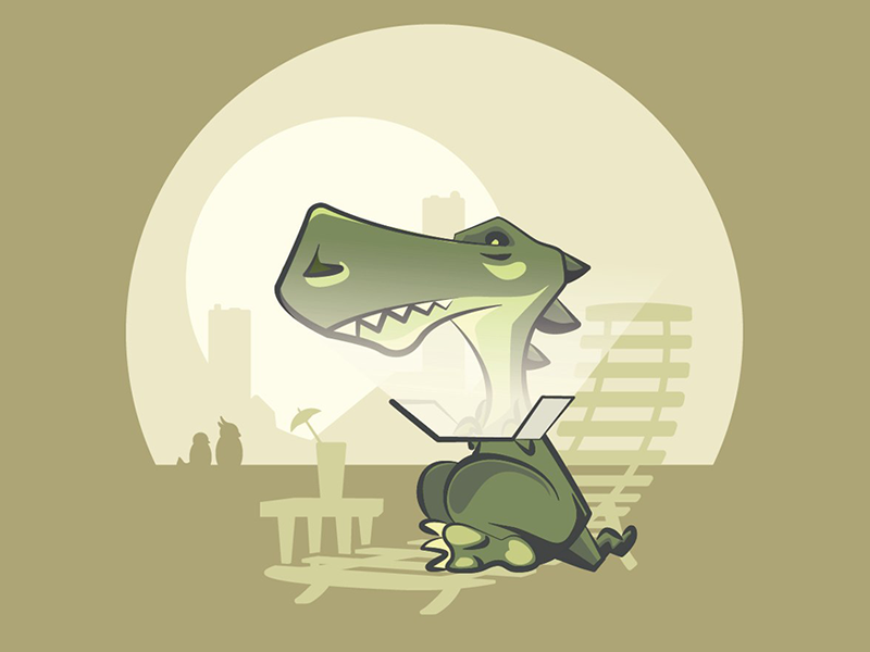 Sunbath on the roof dinosaur green sunset sun sunbath t-rex