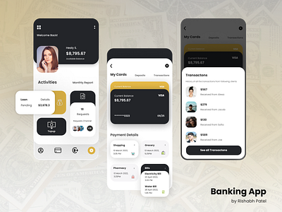 Banking App animation app design figma illustration sketch ui uidesign ux visualdesign