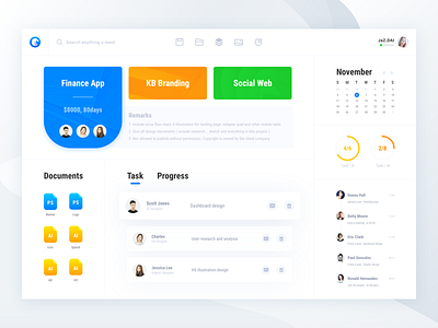 Project Management Dashboard animation clean dashboard data finance graphic icon illustration interface isometric landing page logo minimal motion page project typography ui web website
