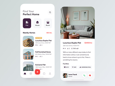 Home Rental App dribbble popular trending ecommerce buy sell home rental house flat apartment ios android user interface mobile app design nearby search map new trend typography property rent real estate app responsive web application room finder ui ux experience