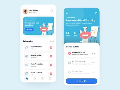 Course App UI app ui ux design colorful user interface cryptocurrency blockchain dsamivai pixeleton education course experience typography teacher illustration vector graphics ios android iphone modern application concept new trend trending profile card tutorial redesign teamplate kit search form payment student banner educational