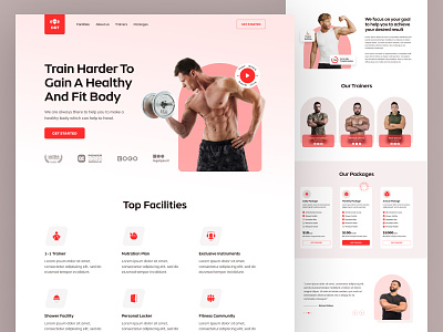 Gym Landing Page body building dribbble best shot dsamivai fitness graphic design gym landing page marketing minimal trending dribbble one page html css pixeleton popular template pricing contact testomonial ui ux user interface experience web application website design yoga our team
