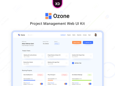 Ozone - Project Management Web UI Kit adobe design kit management new trend ozone project template ui web website xd