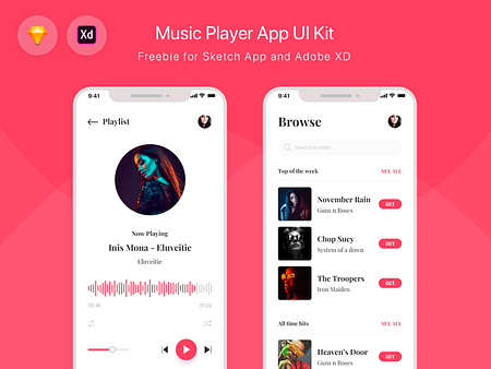 Freebie - Music Player App UI Kit by Sami 🏀 on Dribbble
