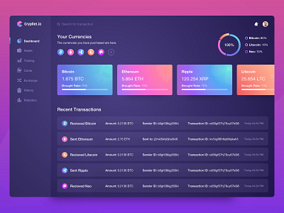Dashboard - Cypto Currency Wallet app color concept crypto cryptocurrency design typography ui ux wallet web website