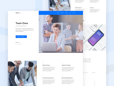 Team Oreo - Agency Website Homepage agency homepage b2b saas corporate template crm dashboard webapp landing page website minimal clean typography mockup popular trend colorful product service user experience ux user interface ui web design