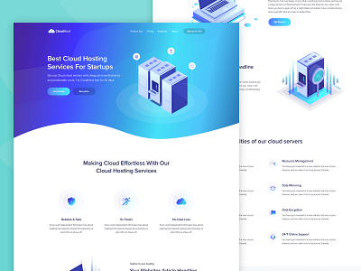 Homepage - CloudHost Website b2b b2c saas sass cloud hosting service agency crypto currency ico blockchain ecommerce shop food restaurant icon freebie bitcoin product pricing contact support business trending new trend isometric user interface experience ui ux web app concept landing page website template layout design