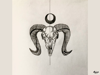 Goat skull & Black moon design graphic design illustration