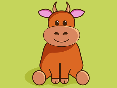 Cute little cow design icon illustration logo vector бык корова рога