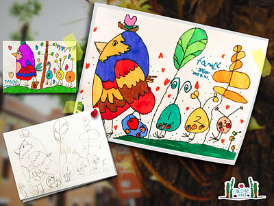 Picnic animals childrens illustration color cute family fashion illustration funny happy illustration little little bird picnic springtime