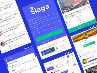 SIAGA - Social Media App android app blue clean login page minimalist mock up social media ui design