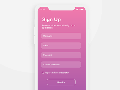 Sign Up Page clean daily ui ios iphone x minimalist mobile sign up ui design