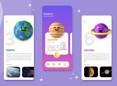Solar System Application graphic design mobile mobileapp ui uidesign