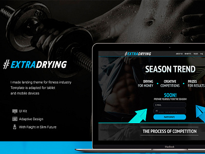 Fitness Landing adaptive black blue drying fitness landing slim webdesign