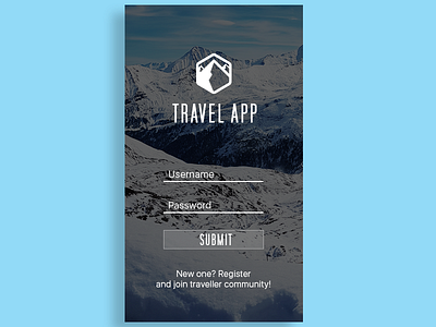 Daily UI, Week One, Day 1 app blue gray login mountain travel