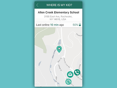 Daily UI, Week Two, Day 3 - Kid Tracker green kid map tracker ui