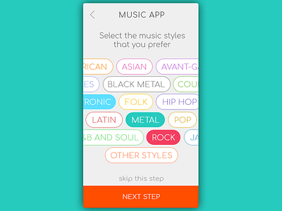 Daily UI, Week Three, Day 3 - Tags app colorful light music step styles tags