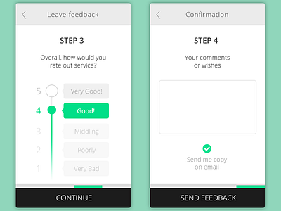 Daily UI, Week Four, Day 2 black comment feedback green line mint step