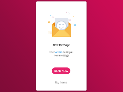 Daily UI, Week Four, Day 6 - PopUp Message crimson envelop message new pop up