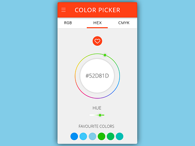 Daily UI, Week Five, Day 3 - Color Picker blue circle color favorite green hex hue like orange picker