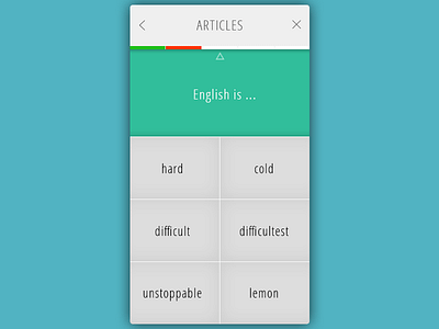 Daily UI, Week Six, Day 1 - Test with answers choose english green test