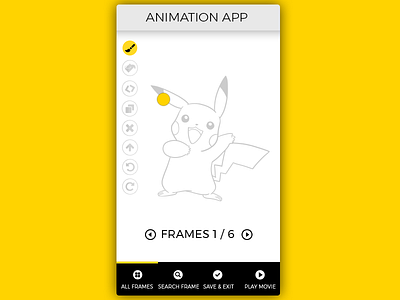 Daily UI, Week Six, Day 6 - Simple Animation App animate black brush frames yellow