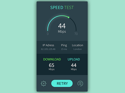 Daily UI, Week Eight, Day 3 - Speed Test blue brigth download green speed upload