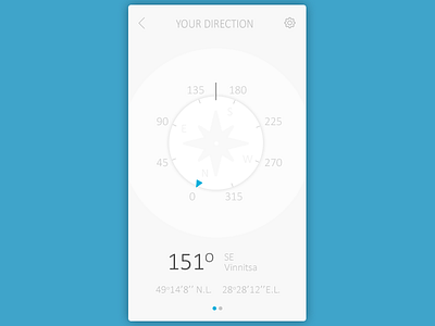 Daily UI, Week Ten, Day 1 - Compass arrow blue compass degrees direction gray location ui
