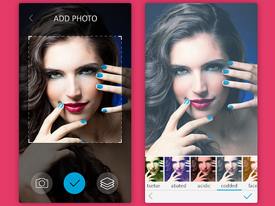 Daily UI, Week Twelve, Day 1 - Photo Editor color editor filters girl photo ui