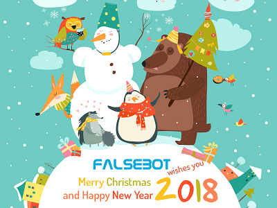 Happy New Year falsebot holiday new year postcard vector vinnitsa