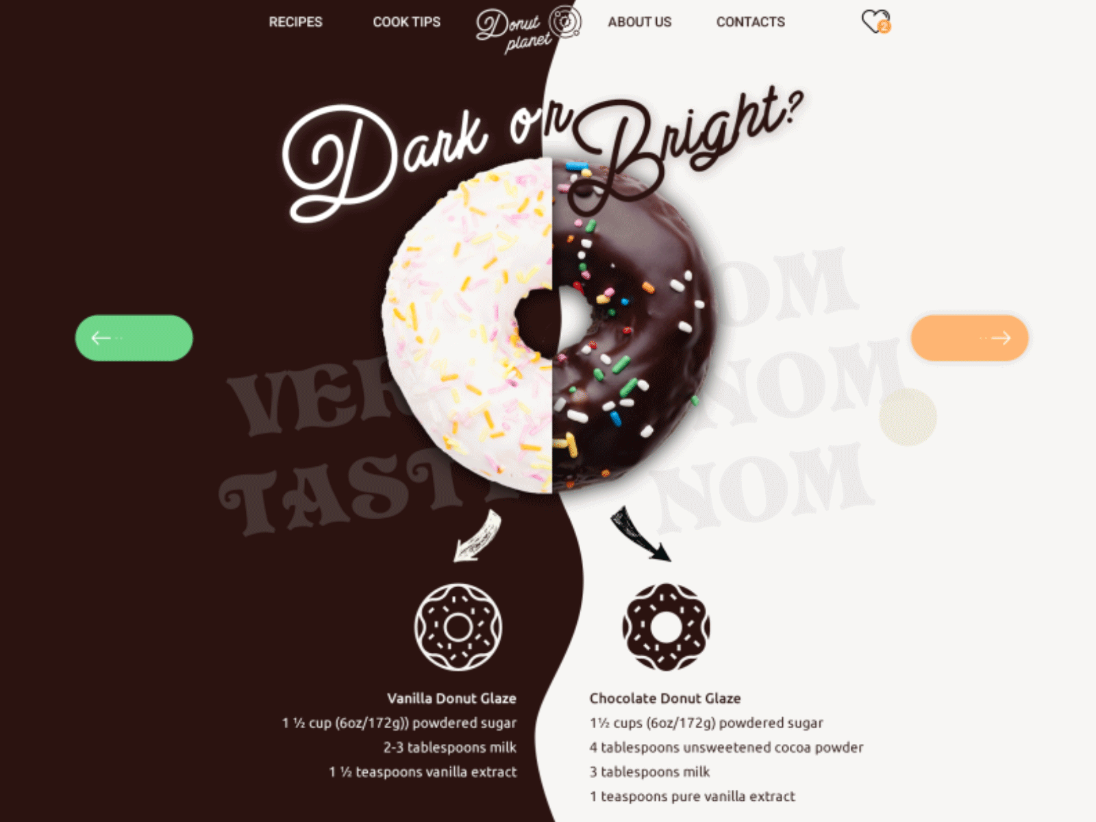 Dark or Bright? animation biege brown chocolat donut ui vanilla