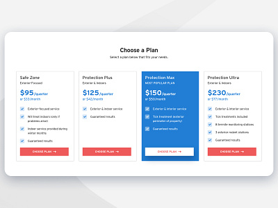 Price Comparison choice design pricing plan selection ui ux web design