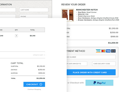 Cart and Checkout Page Layout cart checkout ecomm ecommerce payment ui ux web design woocommerce