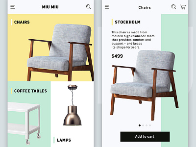 eCommerce UI for furniture store app clean design ecommerce ikea ios iphone minimal mobile simple ukraine white