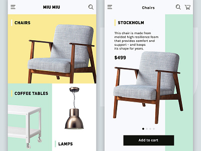 eCommerce UI for furniture store