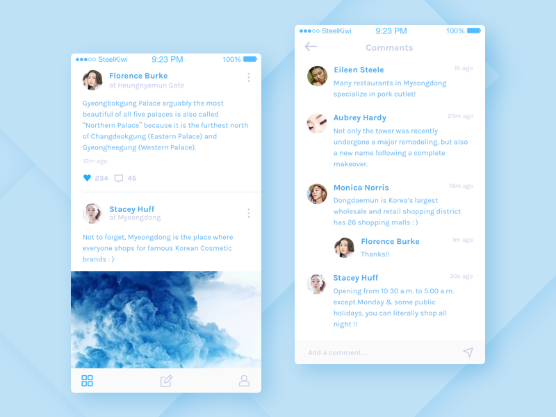 Comments UI ukraine sketch mobile comments minimal blue white design ui clean