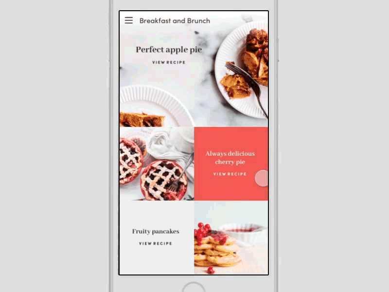 Recipe UI Animation animation flinto ios recipe red simple ui ukraine