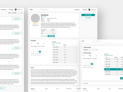 Fitness wireframes