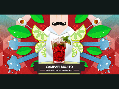 campari mojito campari cocktail flat illustration mojito