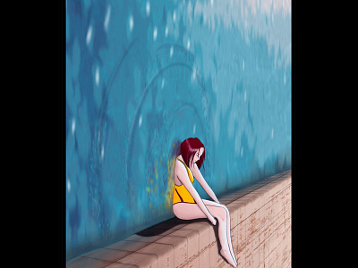 A pool girl illustration pool summer water